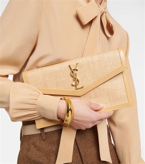 ysl raffia clutch|ysl crocodile clutch.